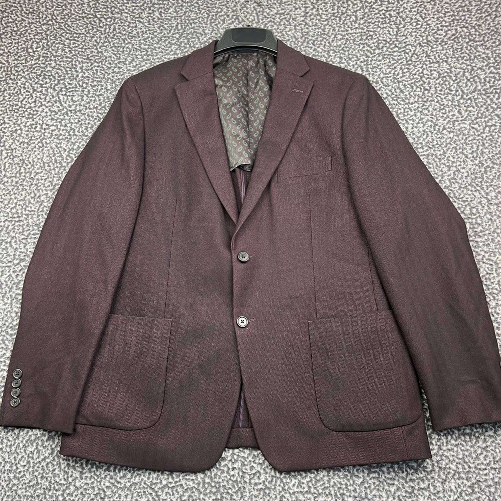 Lauren Ralph Lauren Blazer Sport Coat Men 44R Burgundy Herringbone Two Button